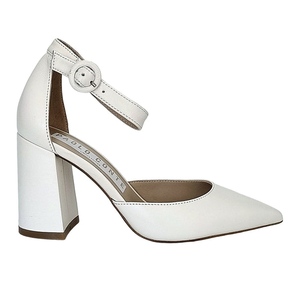 Pantofi dama din piele naturala, Toc inalt, Alb-Paolo Conte F1.128 White