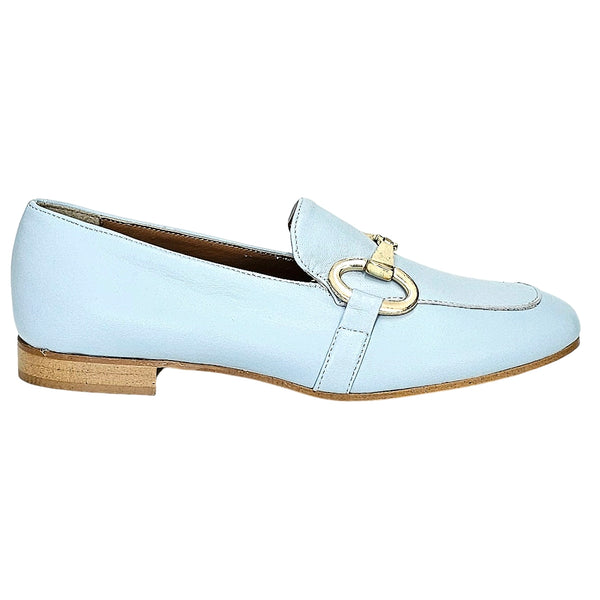 Pantofi dama din piele naturala, Bleu-Made in Italy, Nappa Saintropez Cielo