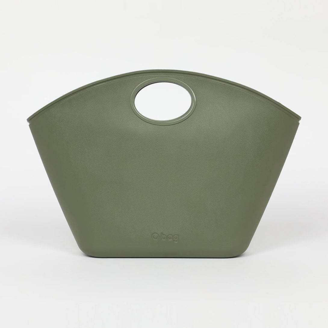 O bag verde kaki pentru dama, geanta din compus termoplastic, colectia Vara 2025, usor de curatat si impermeabila.