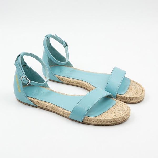 Sandale dama din piele naturala, talpa pluta, turcoaz, Flipflop Toe