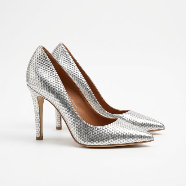 Pantofi dama stiletto, comozi, cu toc cui, Argintiu - Patrizia Rigotti, Art ANME 10 cubic argento