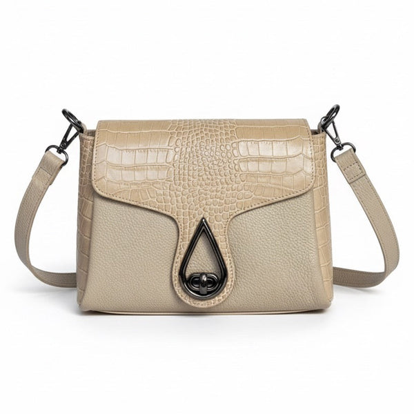 Poseta pentru femei din piele naturala, bej- Made in Italy