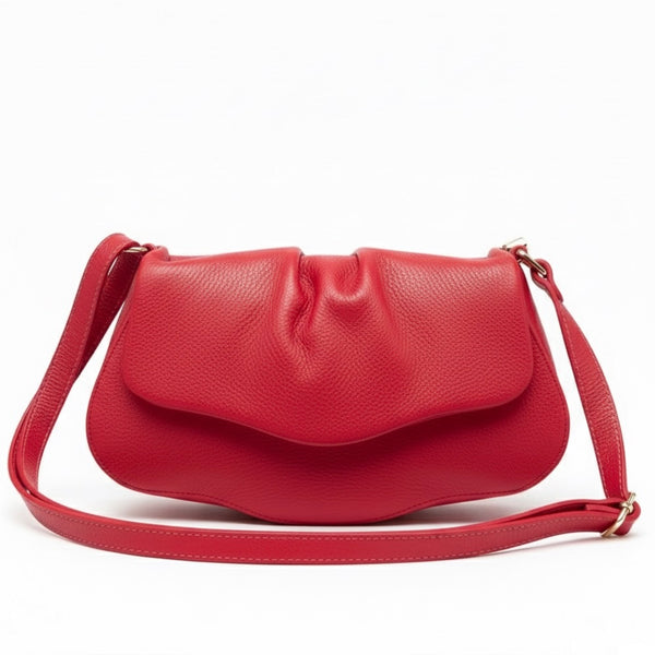 Poseta chic pentru femei din piele naturala, rosu- Made in Italy