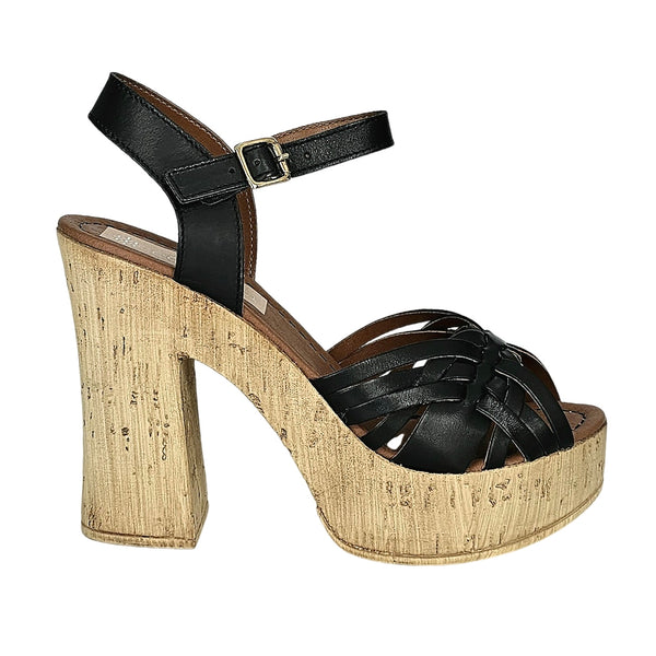 Sandale dama din piele naturala, cu platforma Negru-Corbelli 8704 Nero