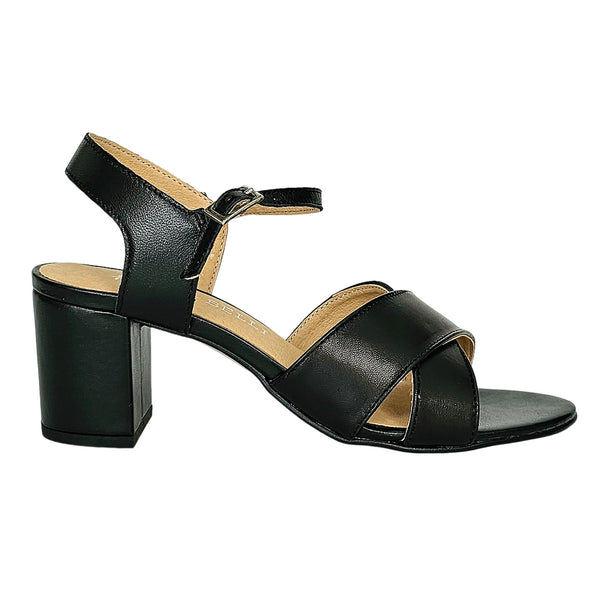 Sandale dama din piele naturala, Toc mediu, Negru- Corbelli 7103 Portofino
