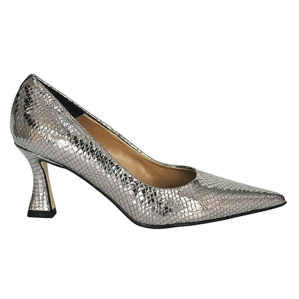 Pantofi dama din piele natutala cu aspect sidefat, Argintiu-Altramarea, 2799 Whisper Canna di Fucile