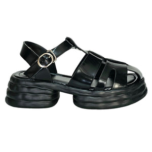 Sandale dama din piele ecologica, Talpa usoara din spuma, Negru-Movie's, AL390VE/2339-2T