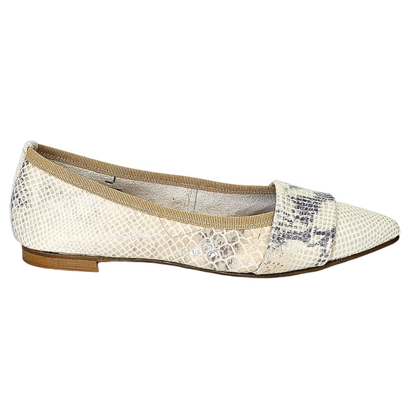 Pantofi dama din piele naturala, Bej-Girasole, Art Eclisse col Pitone