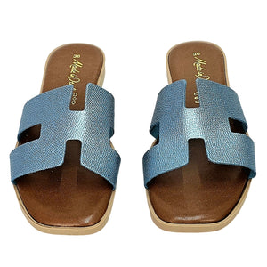 Papuci dama din piele naturala, Bleu-Made in Italy, H Celeste-R14