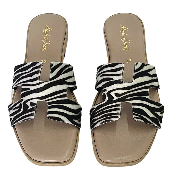 Papuci dama din piele naturala, Zebra-Made in Italy, H Zebra