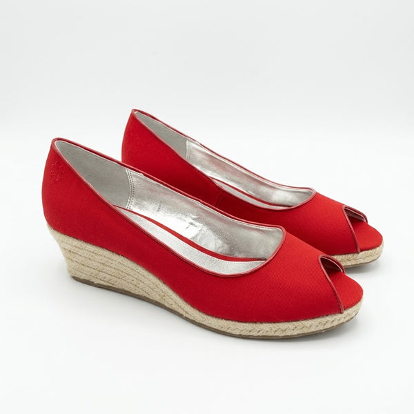 Pantofi dama din textil si piele naturala, cu platforma, rosu, FlipFlop 591240