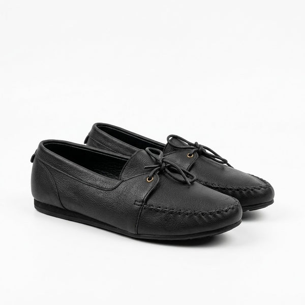 Mocasini dama din piele naturala, negru, FlipFlop 902