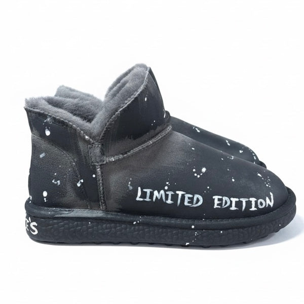 Ghete dama din piele naturala intoarsa, îmblanite, gri-Movie's G5-05