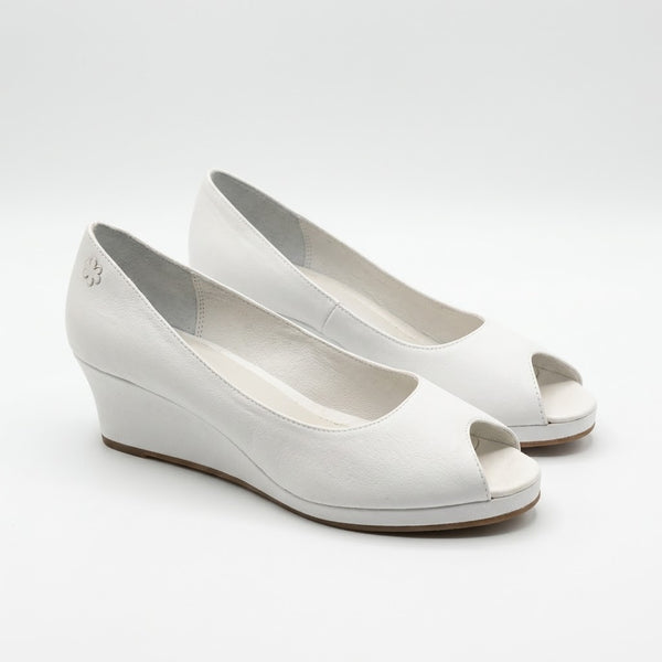 Pantofi dama din textil si piele naturala, cu platforma, alb, FlipFlop 622553