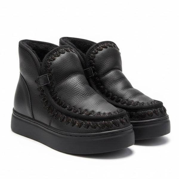 Ghete dama din piele naturala, îmblanite, negru-Movie's AB140