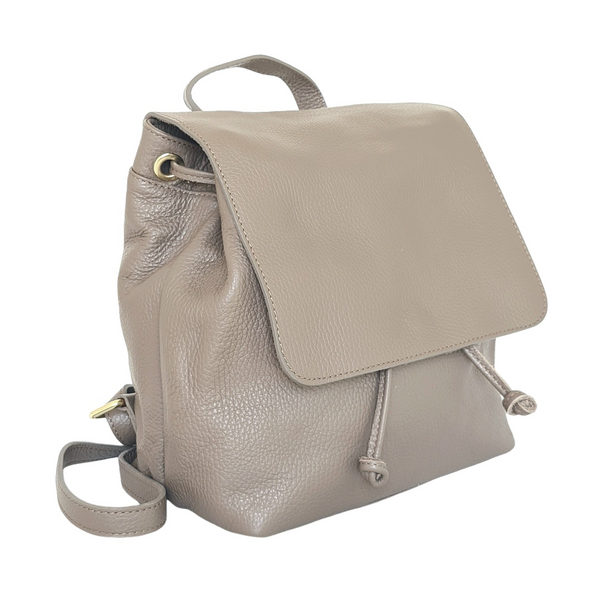 Rucsac dama din piele naturala, Taupe - Made in Italy