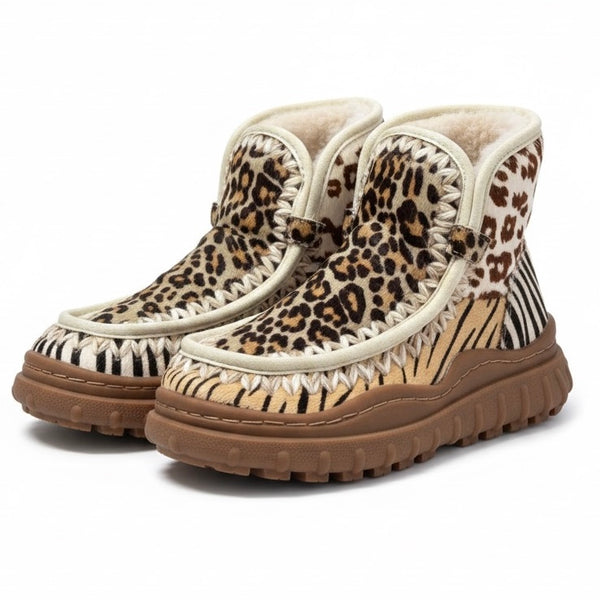 Ghete dama din piele naturala ponei, îmblanite, maro-Movie's HF-01/AH080VE