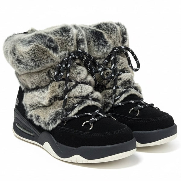 Ghete dama din piele naturala intoarsa, îmblanite, negru-Movie's E8-01