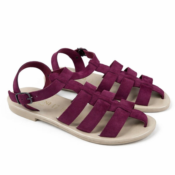 Sandale dama piele naturala intoarsa bordo, Matera Bordeaux, confortabile, din piele naturala intoarsa, made in Italy.