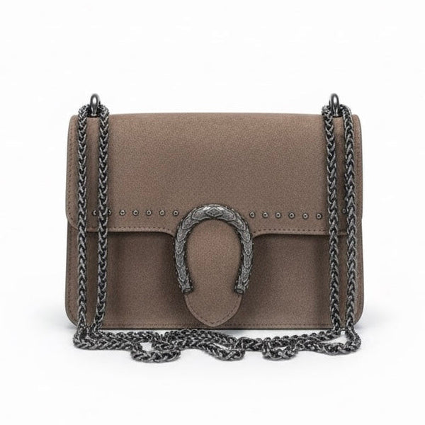 Poseta mica pentru femei din piele naturala intoarsa, maro- Made in Italy