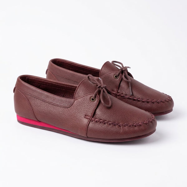 Mocasini dama din piele naturala, burgundy, FlipFlop 902