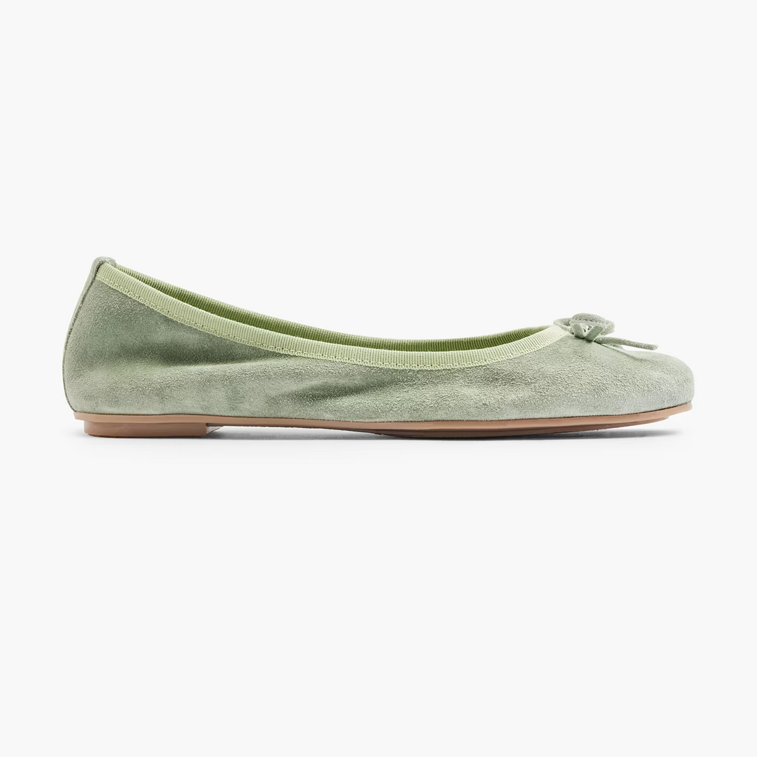 Balerini dama din piele naturala intoarsa, verde, model Fortini 4031, confortabili si eleganti pentru primavara/vara 2025.