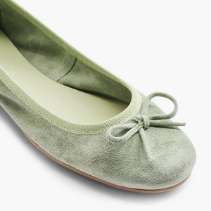 Balerini dama din piele naturala intoarsa, verde, Fortini 4031