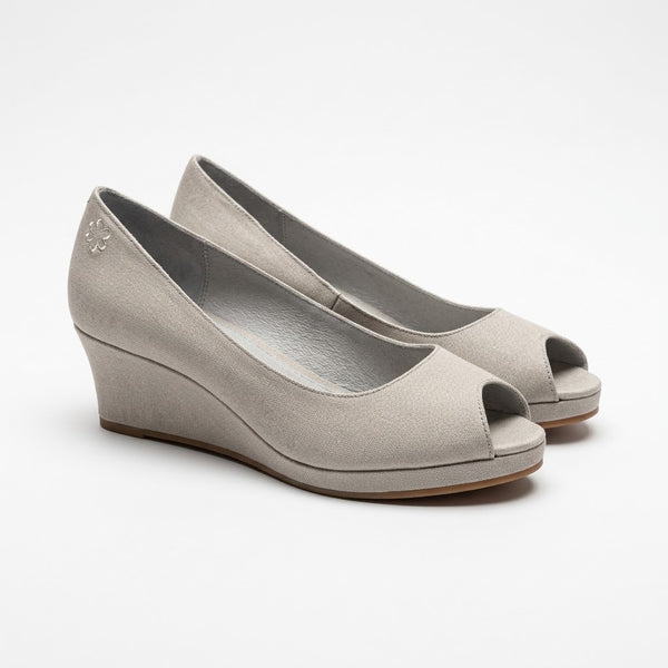 Pantofi dama din textil si piele naturala, cu platforma, gri, FlipFlop 785994