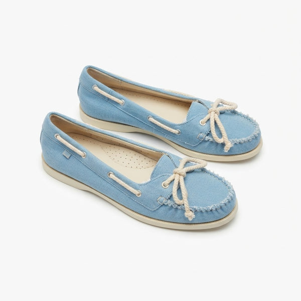 Papuci dama din textil si piele naturala, albastru, FlipFlop Blue