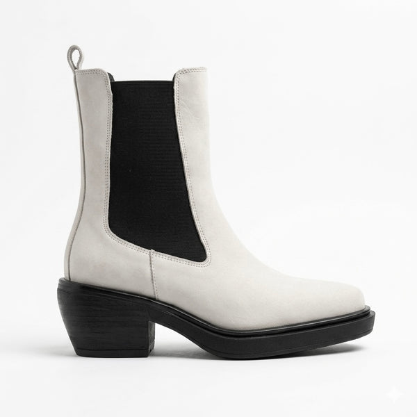 Ciocate dama din piele naturala nabuk, Alb-NOTRE-V, KI-5850 White Black