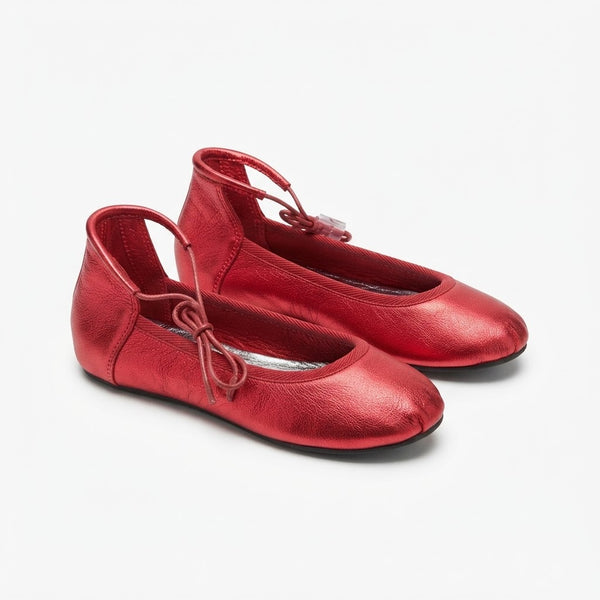 Balerini dama din piele naturala, rosu, FlipFlop 614 Cherry red