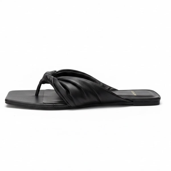 Saboti dama din piele naturala, negru, CARRANO 458053 – saboti tip flip-flop cu nod, piele naturala, colectia Primavara/Vara 2026 🖤