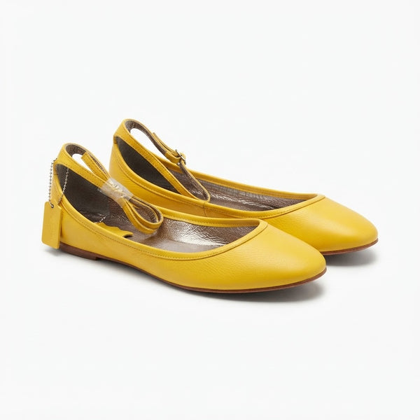 Balerini dama din piele naturala, galben, FlipFlop yellow