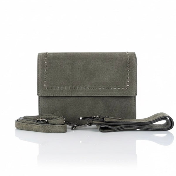 Poseta medie pentru femei din piele naturala, gri- Made in Italy