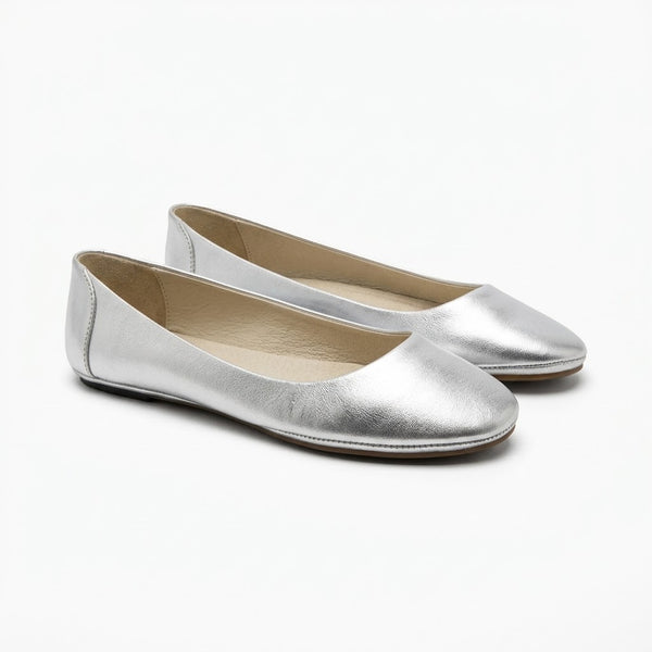Balerini dama din piele naturala, silver, FlipFlop 231633