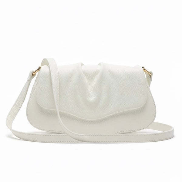 Poseta chic pentru femei din piele naturala, alb- Made in Italy