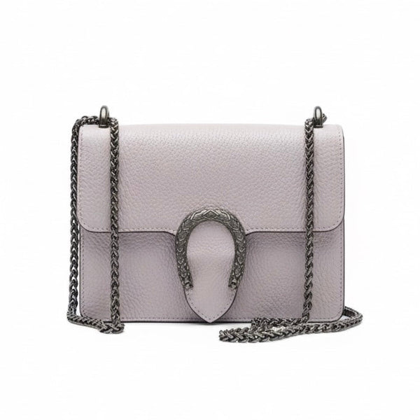 Poseta mica pentru femei din piele naturala, gri- Made in Italy