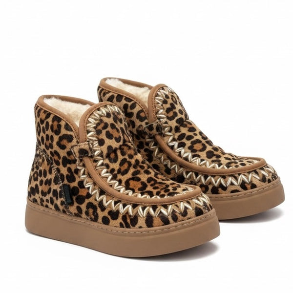 Ghete dama din piele naturala ponei, îmblanite, maro-Movie's H5-07A