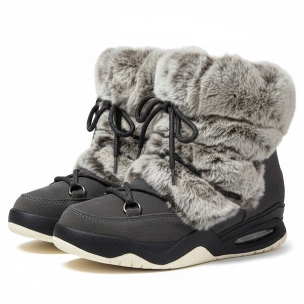 Ghete dama din piele naturala intoarsa, îmblanite, gri-Movie's E8-01