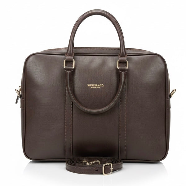 Geanta laptop din piele naturala, maro- Made in Italy