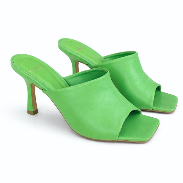 Saboti dama din piele naturala cu toc, verde, CARRANO 321004 👠 piele naturala, toc 9 cm, colectia Primavara/Vara 2026