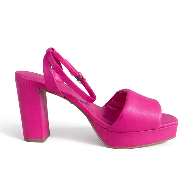 Sandale dama din piele naturala cu toc, fuxia, CARRANO 525003 👠 piele naturala, toc 11 cm, platforma 2.5 cm
