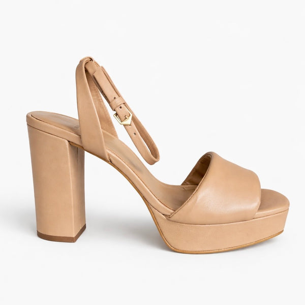 Sandale dama din piele naturala cu toc, bej, CARRANO 525003 👡 piele naturala, toc 11 cm, platforma 2.5 cm