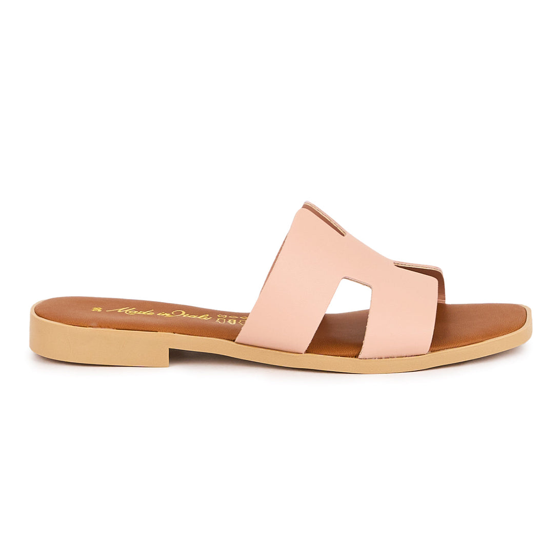 Papuci dama din piele naturala roz, made in Italy, model Art H Rosa-R9, eleganți pentru vara 2025.
