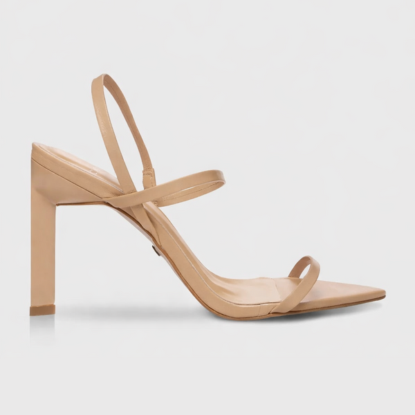 Alt Tag: Sandale dama din piele naturala cu toc, maro, CARRANO 561004 – sandale elegante cu barete, toc 9 cm, piele naturala 🤎