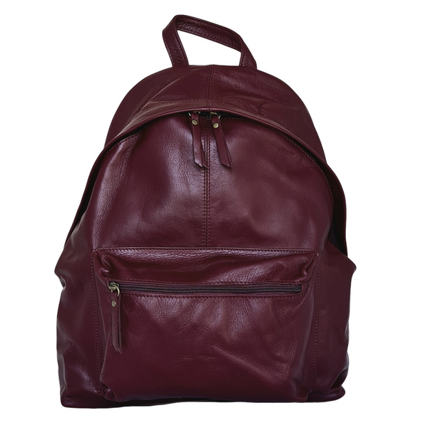 Rucsac dama din piele naturala, Lucios, Bordo - Made in Italy