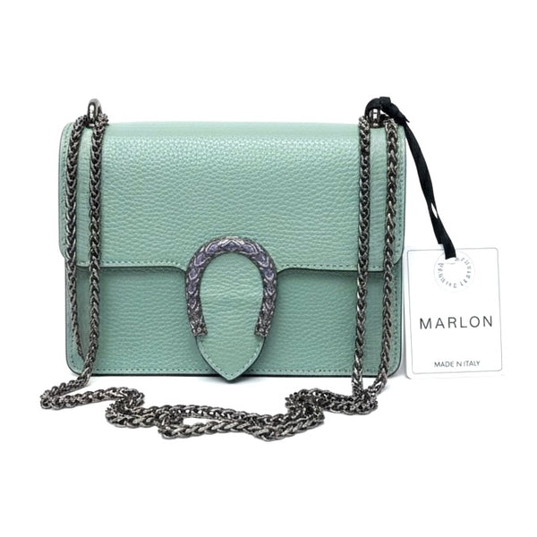 Poseta mica pentru femei din piele naturala, verde- Made in Italy