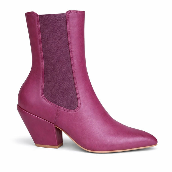 Botine dama din piele naturala, cu toc, mov CARRANO 627001