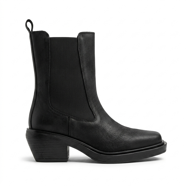 Ciocate dama din piele naturala nabuk, negru-NOTRE-V, KI-5850 Black