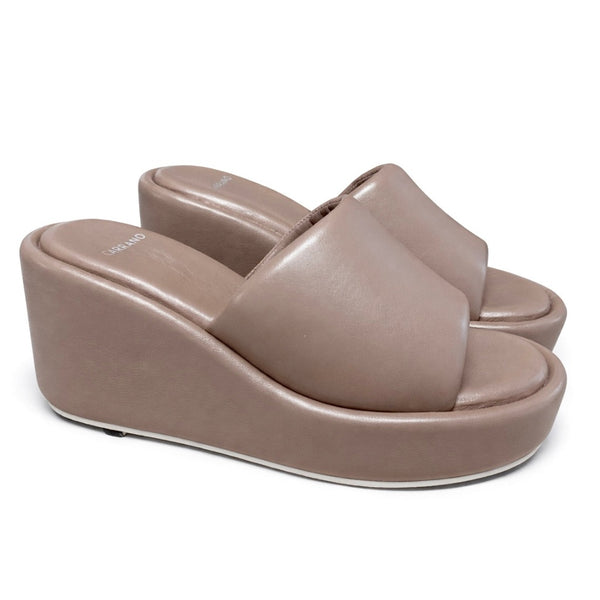 Alt Tag: Saboti dama piele naturala cu platforma, maro taupe, CARRANO 546002 – talpa cu memorie, platforma 8.5 cm 🤎